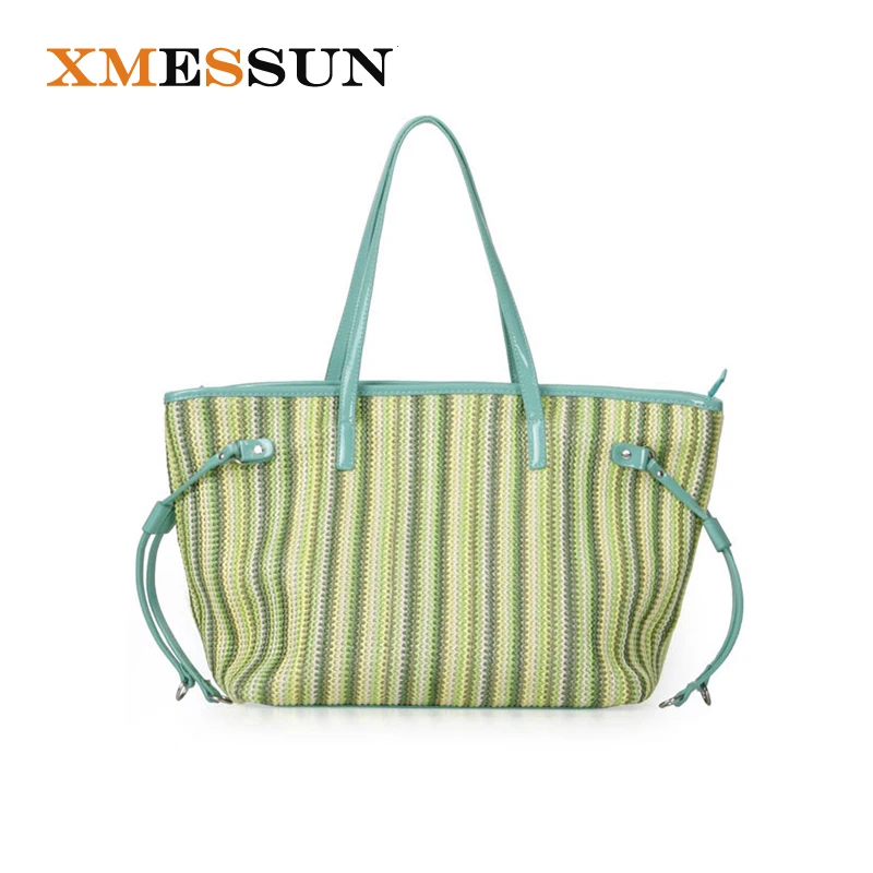 2020 летние большие соломенные сумки женская пляжная сумка в полоску Женские