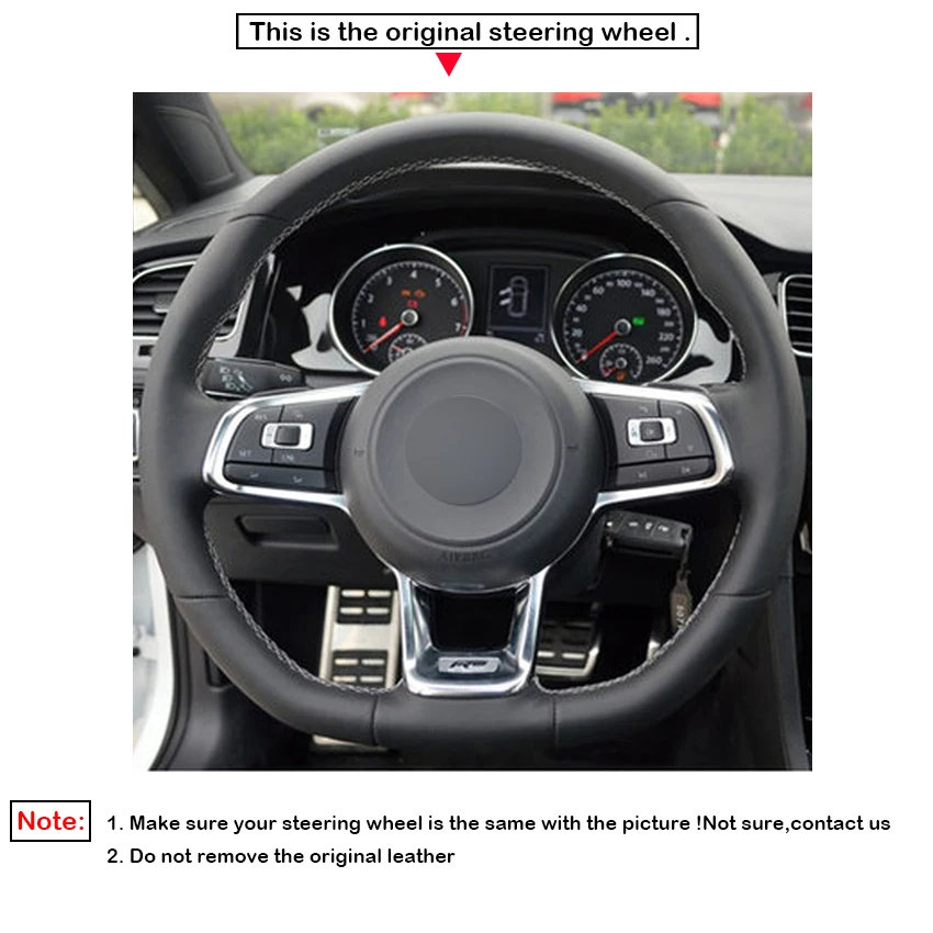 Черная замша DIY Ручная прошивка автомобиля рулевое колесо Крышка для Volkswagen VW Golf 7 GTI гольф R MK7 VW Polo GT Scirocco