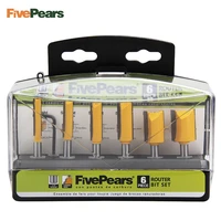 6pcs 14 router bits set milling cutters for woodworking tool tungsten carbide wood cutters with portable hook box fivepears