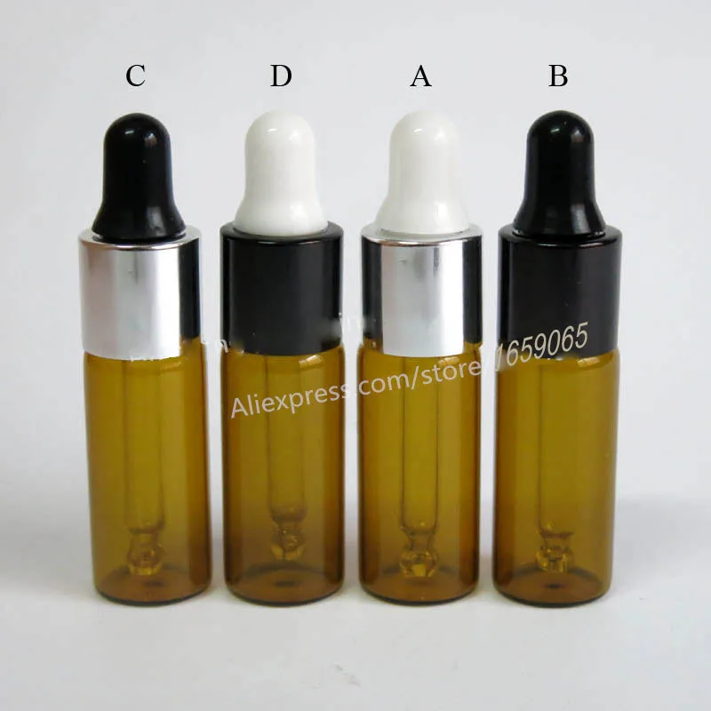 

5ml Amber glass Essential Oil dropper bottle Container Empty 5cc Mini Brown Dropper Vial Sample Display Container 100pcs