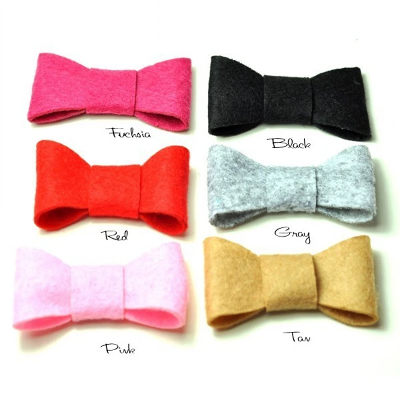 120pcs/lot 2 inch 6colors Hair Clips Cute Felt Bows For Kids Boutique HairBows/Hairclips Lovely Handmade Girls' Hair Accessories