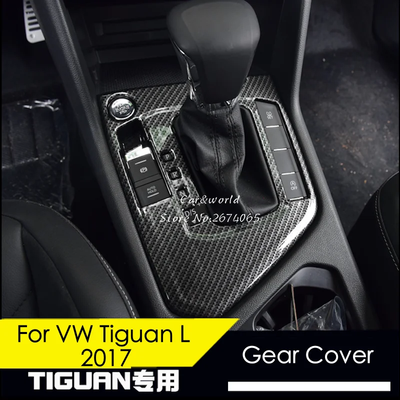 

For 2017 2018 Volkswagen VW Tiguan Gear Shift Box Frame Panel Cover Trims Carbon Fibre Stickers Car-Styling Accessories