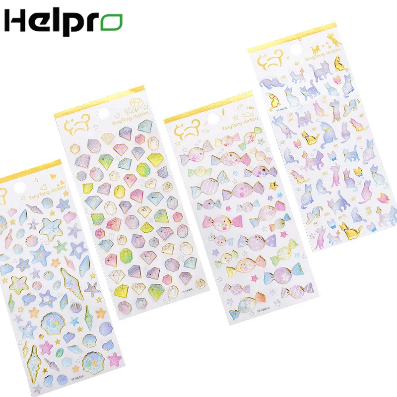 Helpro 1 шт. наклейки с милыми рисунками Kawaii 3D кристалл Фламинго дневник этикетка