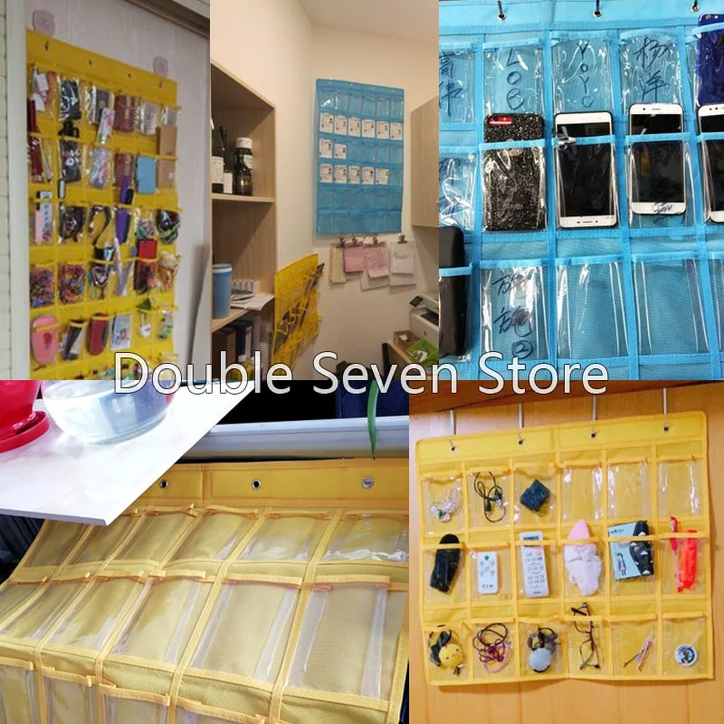 transparent mobile phone management storage bag office meeting finishing grid multi cell phone wall hanger hook shop display free global shipping