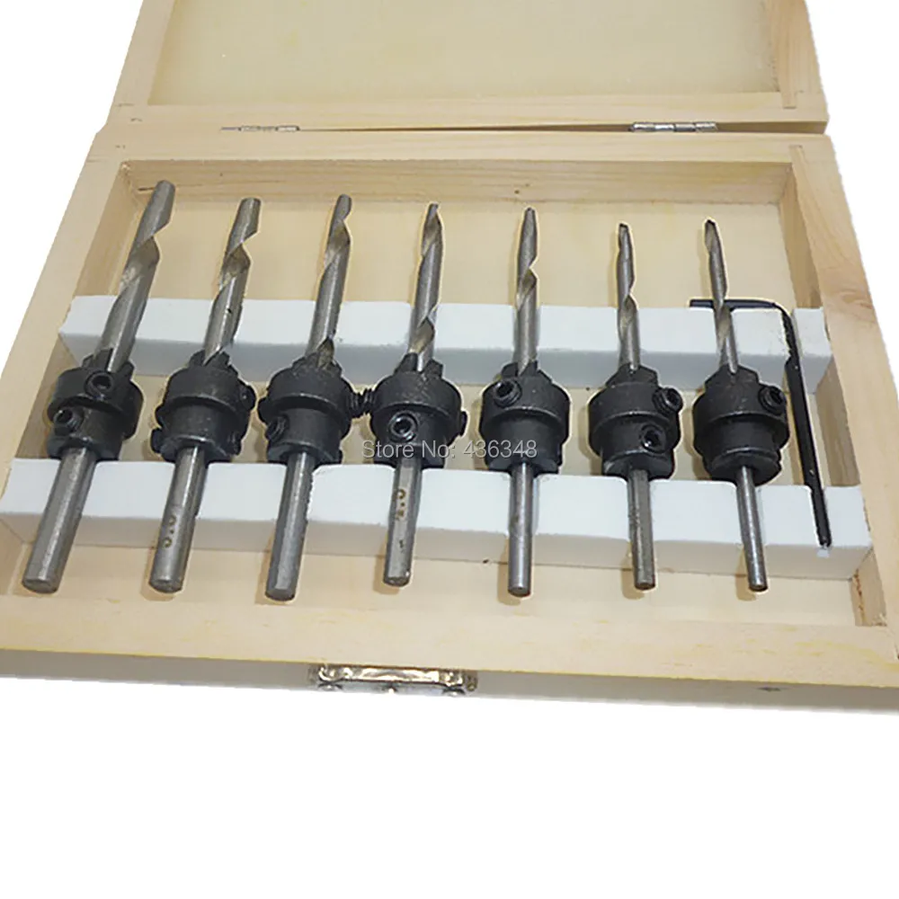 22 шт. Конические Сверла Набор зенковки Деревообработка глубина стоп воротники