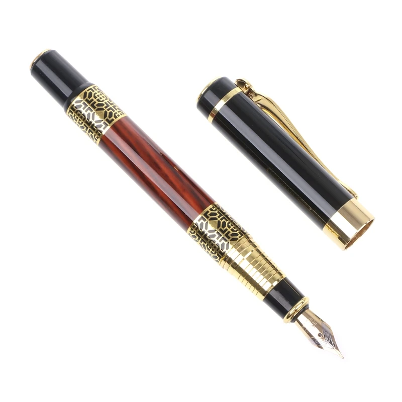 

Imitation Red Wooden With Carving Flower Medium Nib 0.5mm Fountain Pen Supplies