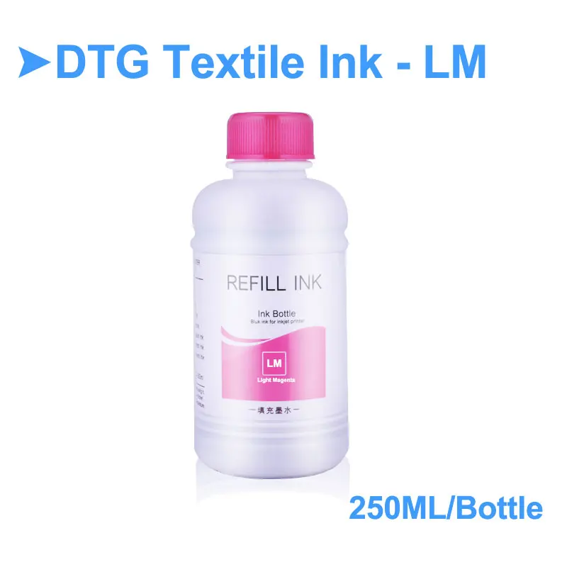 Чернила DTG текстильные чернила для Epson L800 L805 L1800 R290 1390 1400 R3000 4800 DX5 DX7 DTG принтер чернила текстильные чернила для Epson - Цвет: Light Magenta-250ml