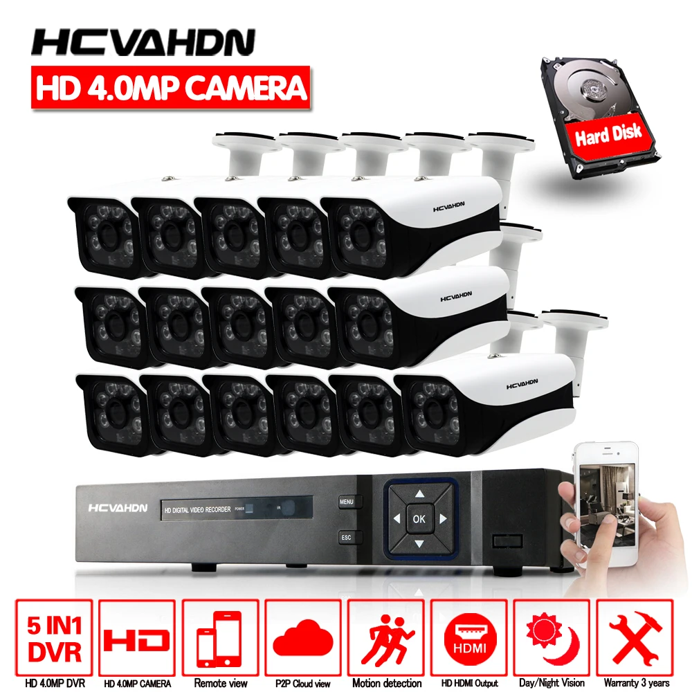 

Система видеонаблюдения HD, 16 каналов, 4 МП, 16 шт., 2560 МП, 1440 х1080