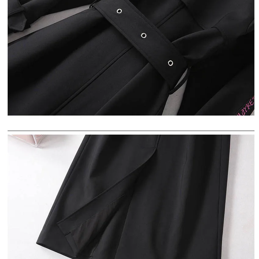 

Adjustable belt slim waist trench coat women long style turn down collar coats 2019 new autumn winter