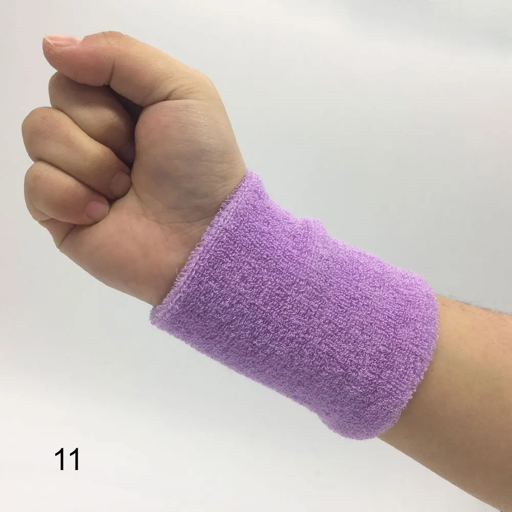 11 Light Purple 1 шт. спортивный впитывающий Пот браслет для спортзала, дышащие нарукавники, нарукавники на запястье, поддержка 8x10 см, для взрослых и детей, баскетбольные беговые напульсники - Цвет: 11 Light Purple