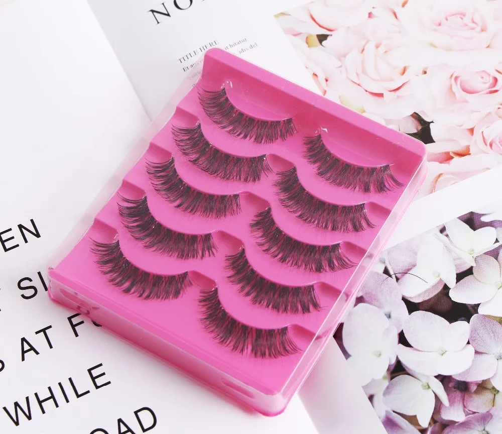 5 пар высококачественные натуральные Длинные Накладные ресницы ручной работы