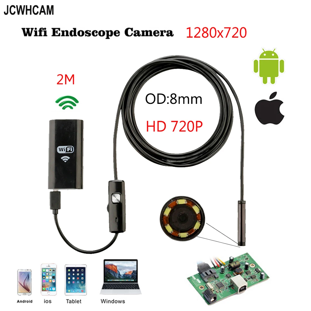 Эндоскоп с кабелем 8 мм и 2 МП HD 720P м 3 5 м|camera 8mm|usb camera720p wifi |
