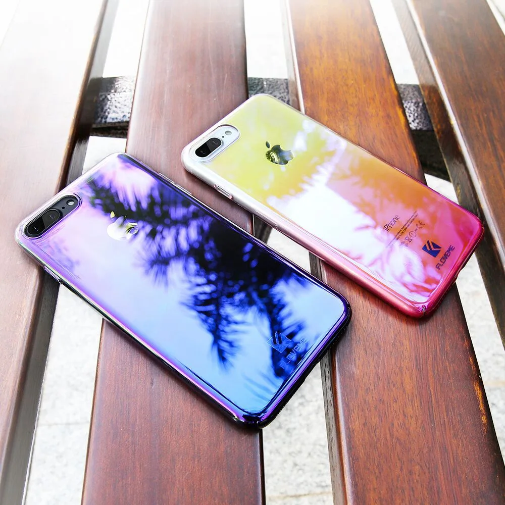FLOVEME чехол синий луч для iPhone X 8 7 6 6S Plus градиентные блестящие Чехлы 5 5S SE задняя