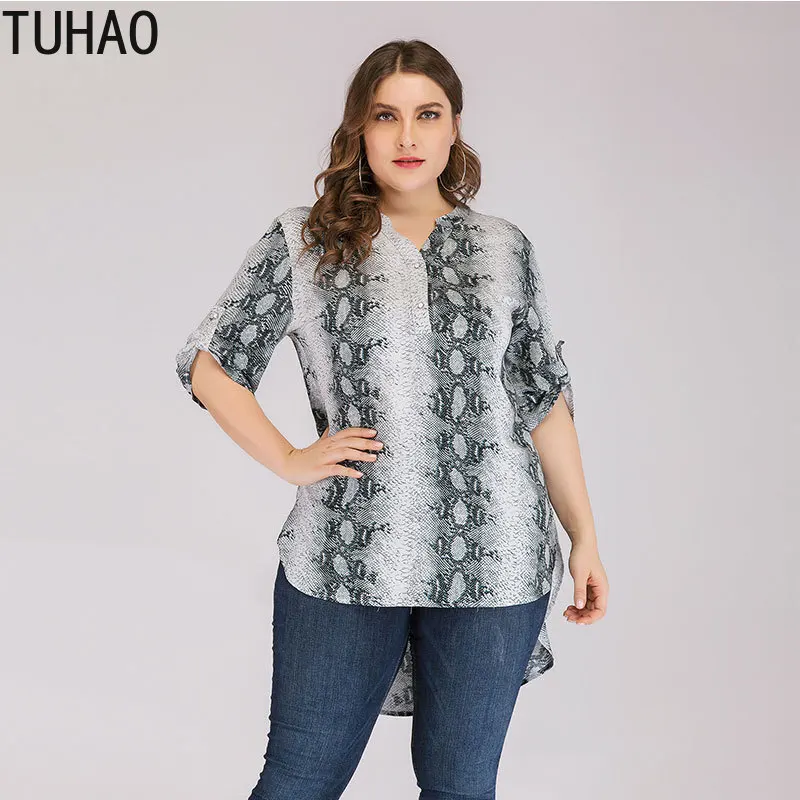 TUHAO летние 5XL 6XL размера плюс женские шифоновые рубашки офисные блузки большого 4XL