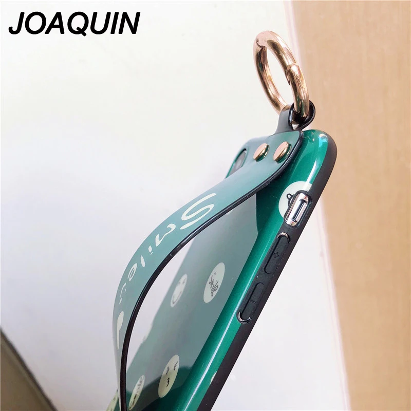 Fashion Wrist Strap Hand Care Phone Case For iphone X Cute Smile wave point 6 6S 7 8 Plus Cover Soft back fundas |