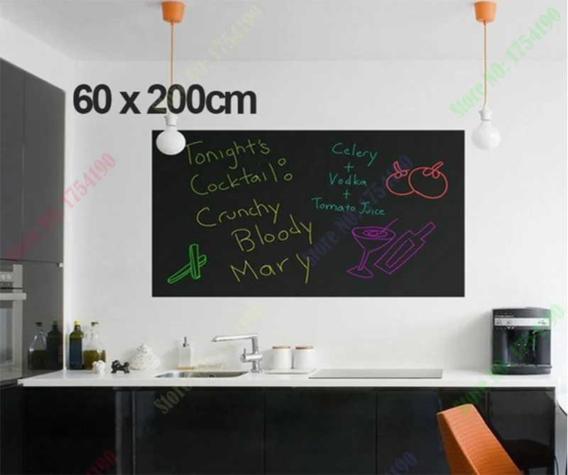 

Free Shipping New Vinyl Chalkboard Wall Stickers Removable Blackboard Decals Great Gift for Kids 60x200cm