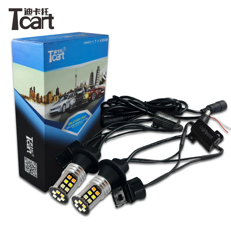 Автомобильные светодиодные дневные ходовые огни Tcart T20 WY21W указатели поворота для