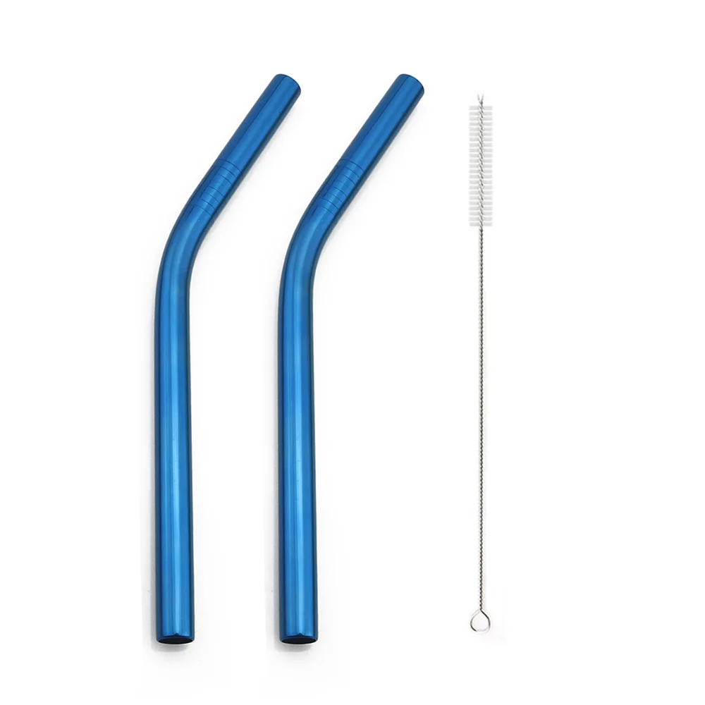 Blue 215x12mm C 2 шт питьевой соломинки многократного использования из нержавеющей стали соломинки Экстра Широкий 12 мм металлическая соломинка с чистящей щеткой мешок пузыря чай Yerba mate - Цвет: Blue 215x12mm C