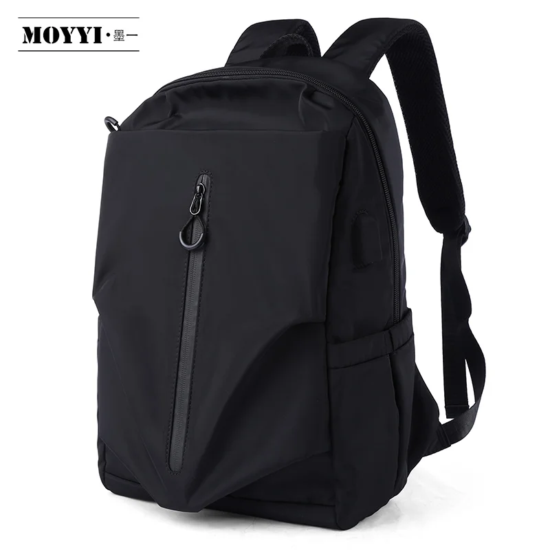 Black Simple MOYYI рюкзак Оксфорд, мужские рюкзаки, подходят для 17 дюймов, для ноутбука, USB, для подзарядки, многослойная, космическая, дорожная, мужская сумка, анти-вор, Mochila - Цвет: Black Simple