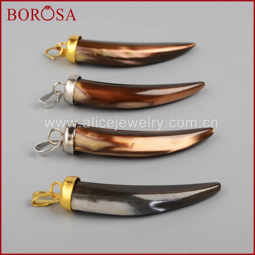 Borosa золото и серебро Кепки клыки натуральный коричневый В виде ракушки подвеска