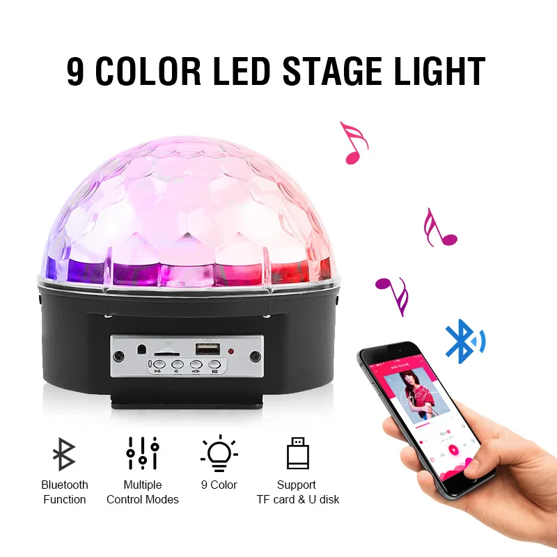 9 красочные MP3 Bluetooth динамик KTV танцы вечерние дискотека RGB светодиодный сценический светильник магический звуковой контроль лазерный Радиоуправляемый динамик s