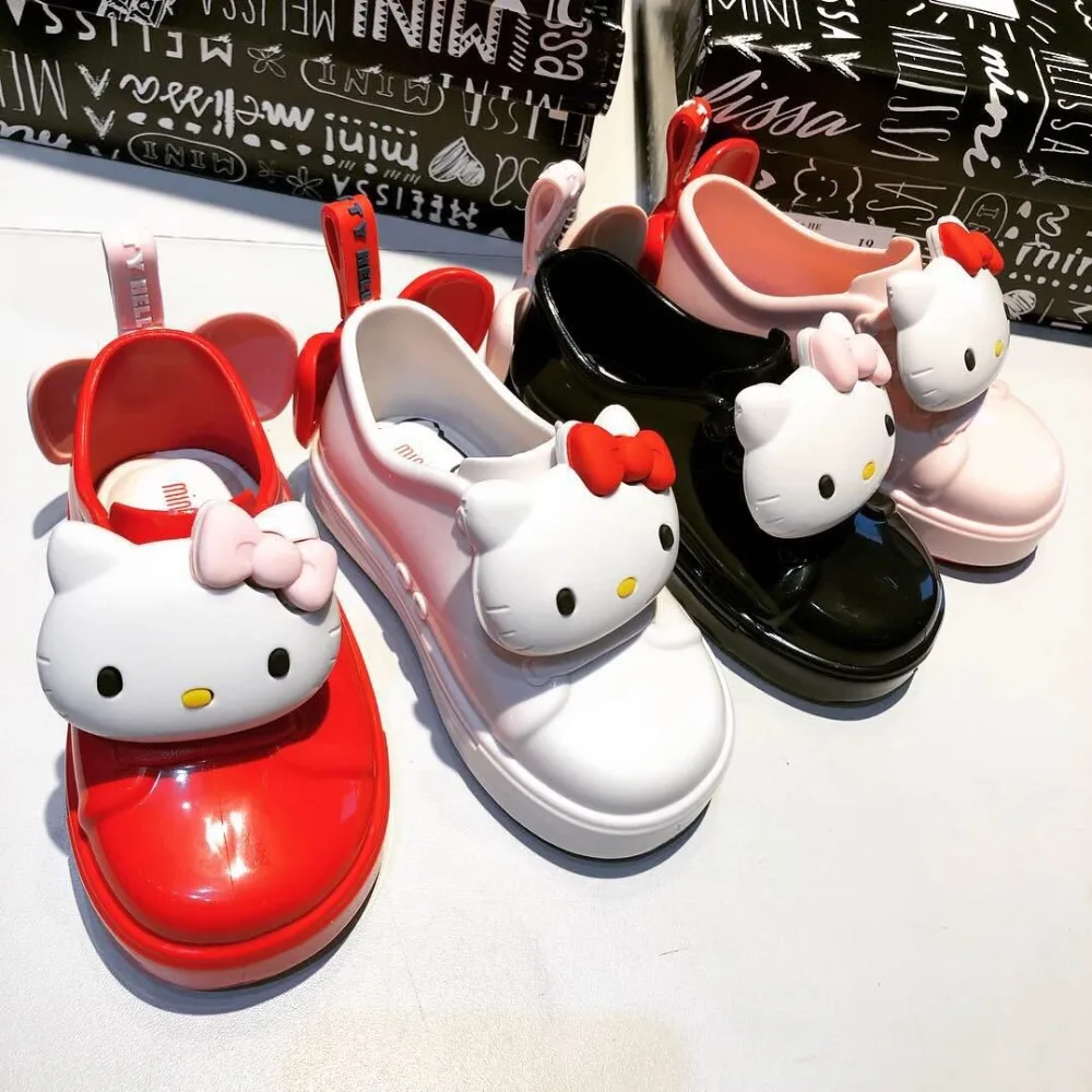 Детские непромокаемая обувь для девочек hello kitty нескользящая малышей детская ПВХ
