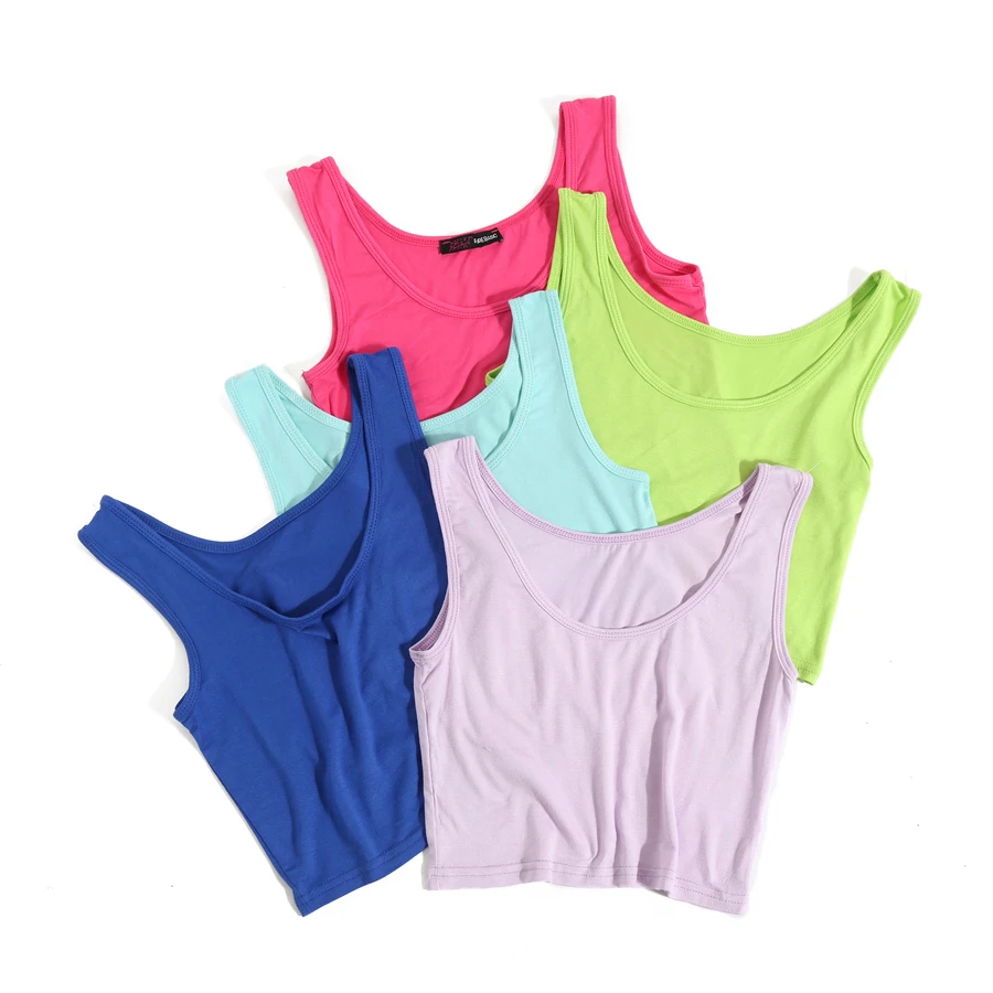 Женский облегающий короткий топ без рукавов U Croptops однотонный черный/белый