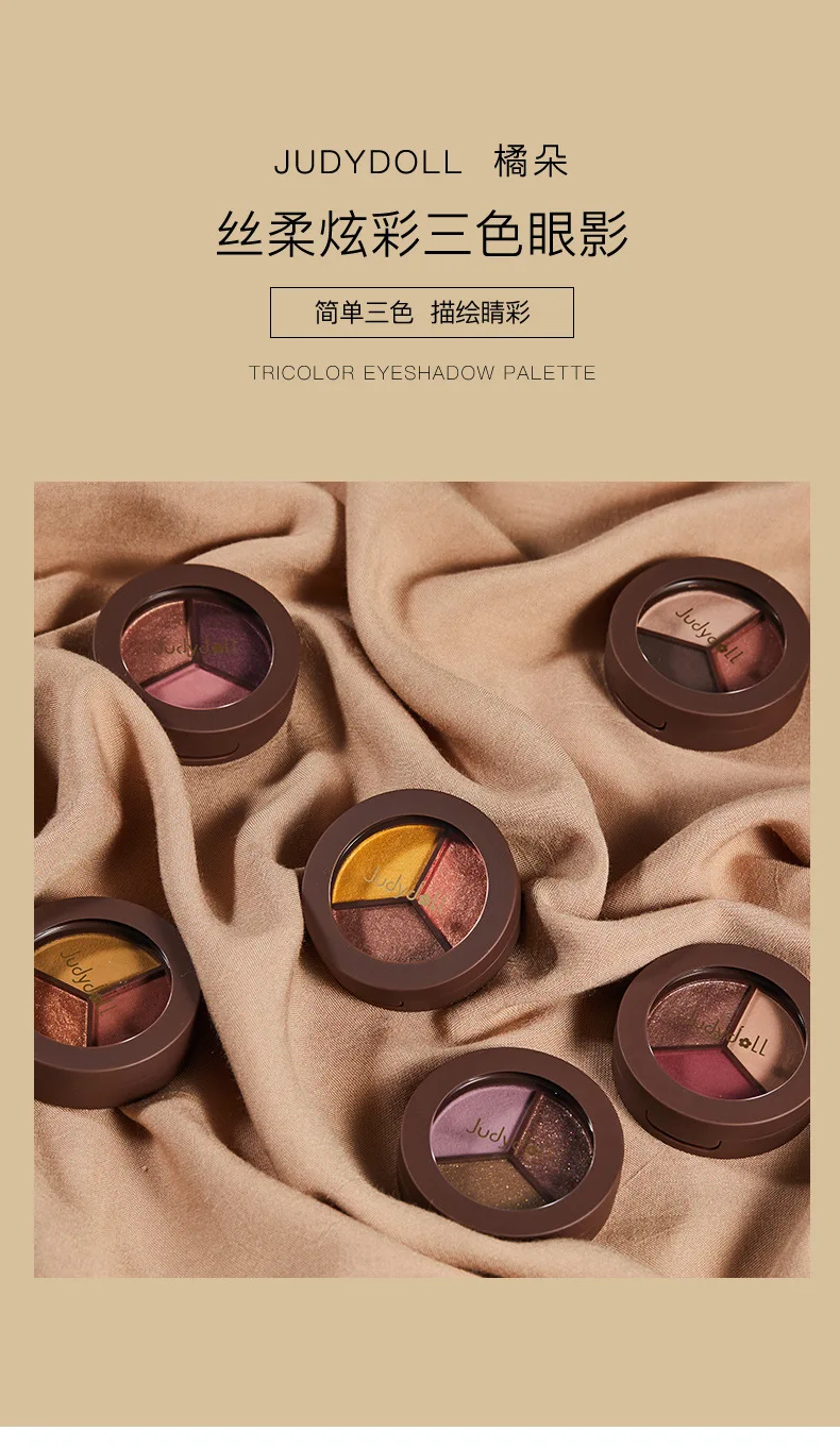 3 colors Eyeshadow palette Silk soft Dazzle Earth color Pearl light Matte light Flash film Sequins Beginner