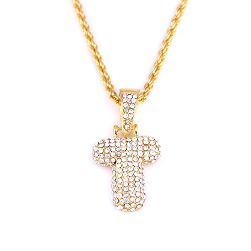 Пользовательские Пузырьковые буквы имя кулон Iced out золото серебро розовое золото Стразы хип хоп ожерелья ювелирные изделия подарок Прямая поставка
