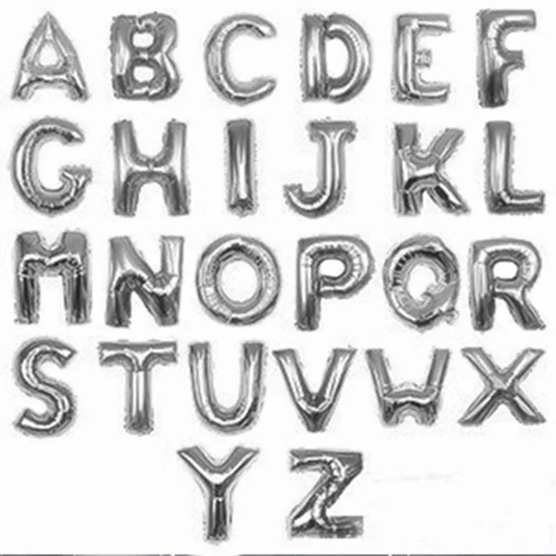 16 дюймовые воздушные шары с буквами серебряного алфавита украшения для дня