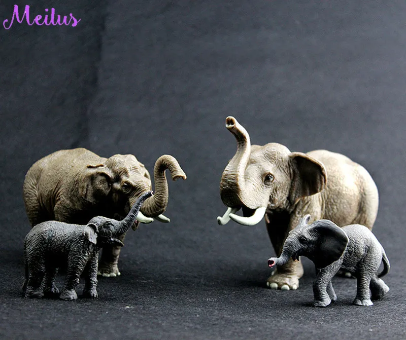 4 шт./компл. животные мир Азиатский слон семья пластик статическая модель ПВХ