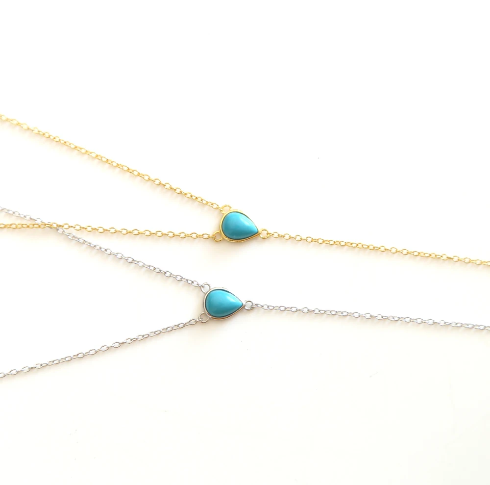 

Luxury 925 sterling silver Ocean Necklace Blue Stone Pendant Necklaces for Women Jewelry