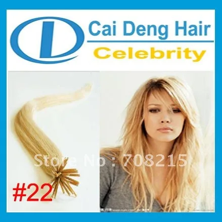 Stick Tip I Hair Celebeity Remy Human Extensions Premium 18&quot #22 light gloden blonde 5Pcs Free Shipping Wholesale OEM|hair clippers and