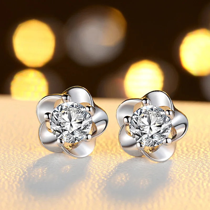 white Begua Ringen, модные, 925 пробы, серебряные, циркониевые, в форме, цветущие серьги для женщин, студентов,, вечерние, свадебные подарки - Цвет камня: white