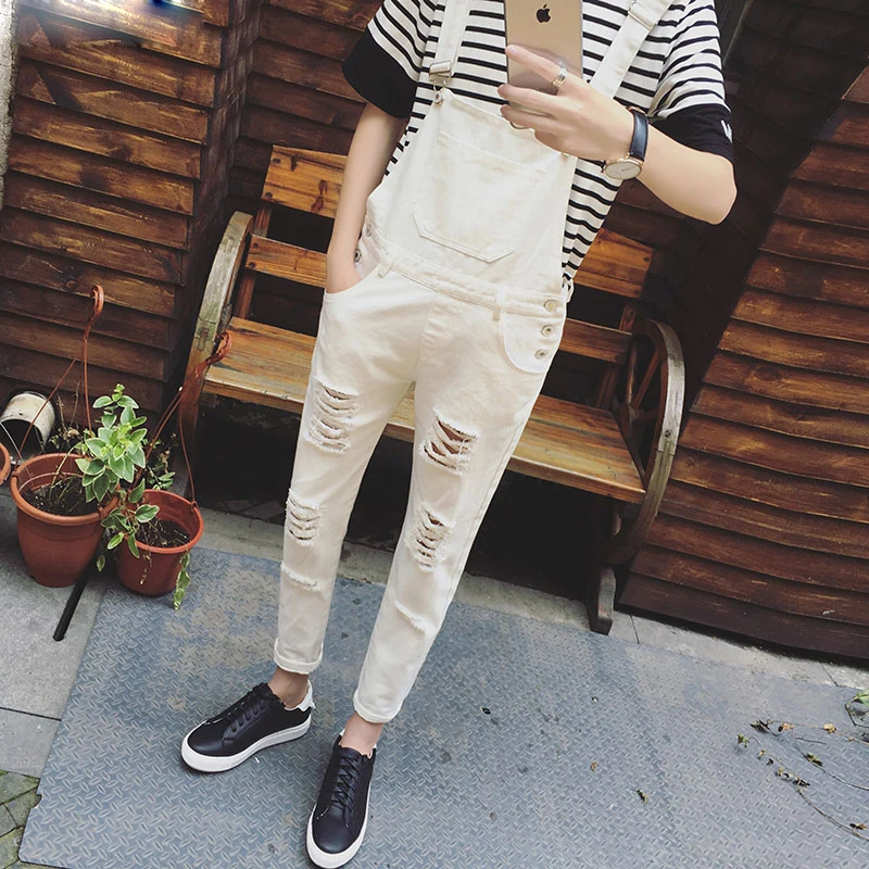 Мужские подтяжки 2018 новый бренд повседневные черно белые джинсовые комбинезоны