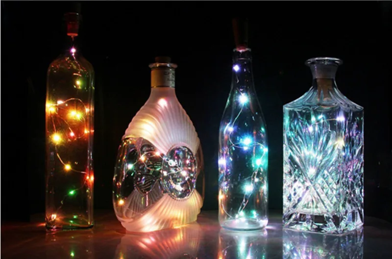 2 м 20 LED Медный провод строка бутылку из пробки огни Стекло Craft бутылка Фея Валентина Рождество Свадебная вечеринка бар украшения