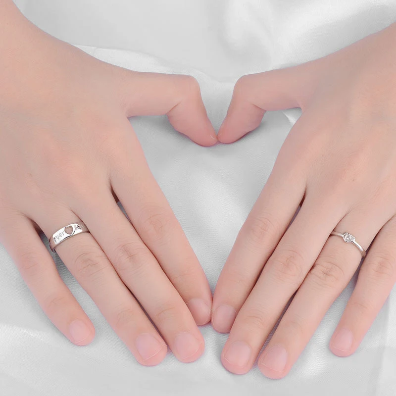 Fashion Couple Rings Resizable Zircon 925 Sterling Silver Forever Love Wedding Anniversary Engagement Best Gift Y-J016 | Украшения и