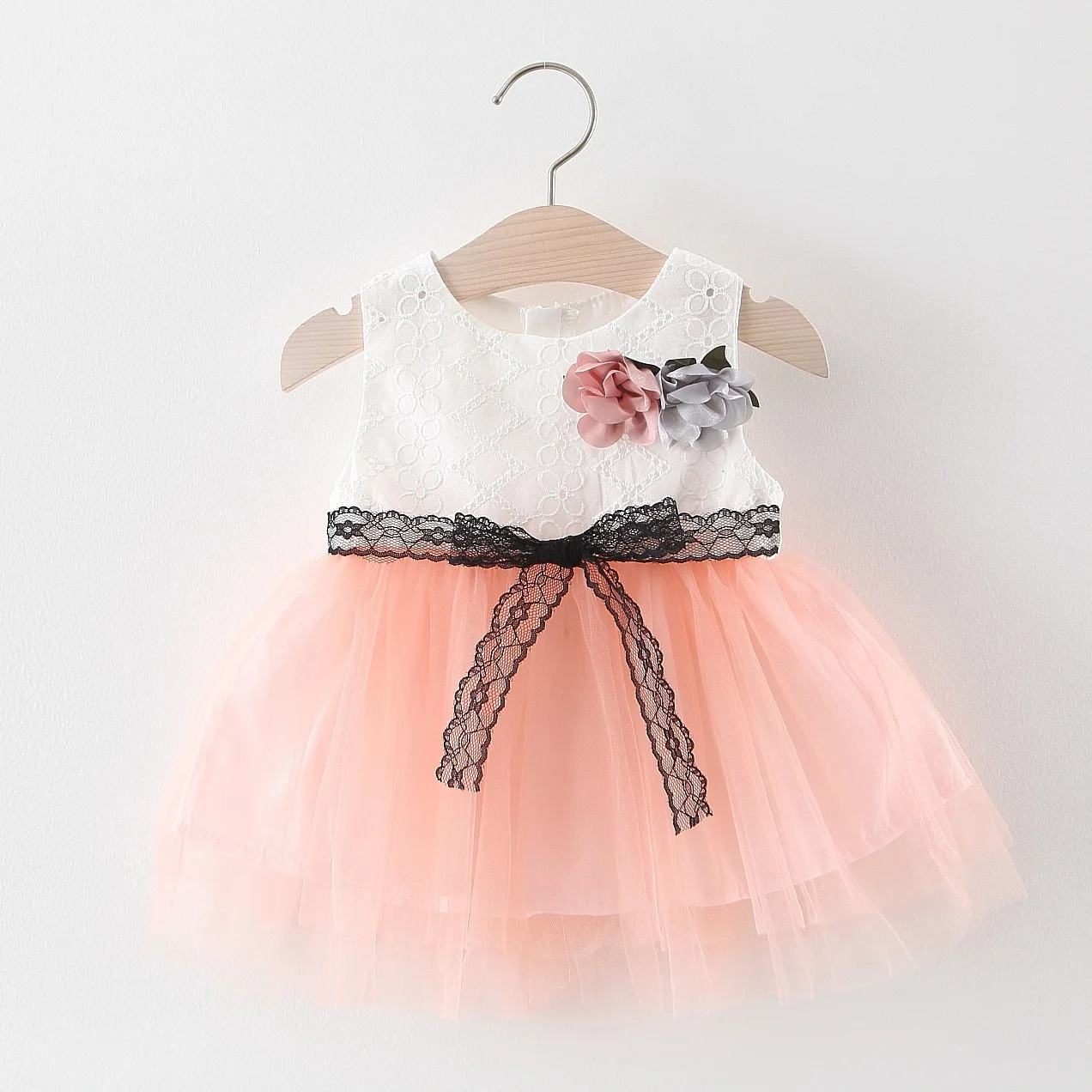 2019 летние платья для девочек модное Сетчатое платье без рукавов с цветочным