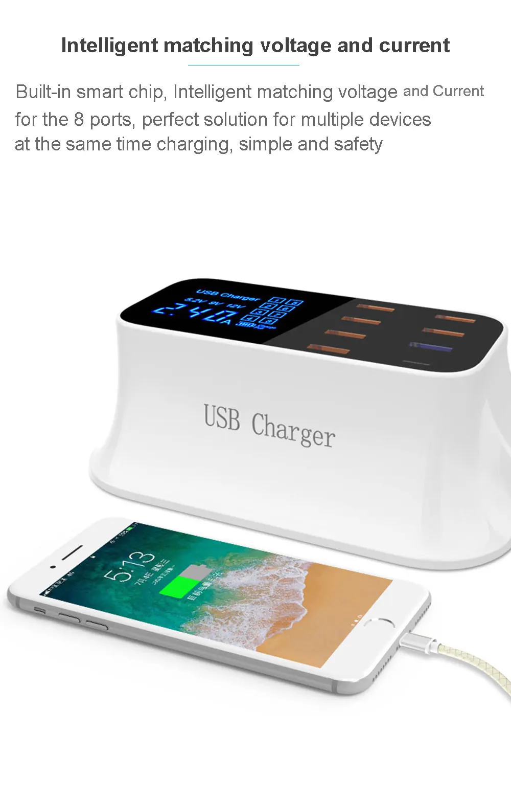 Быстрая зарядка 3,0 Смарт USB зарядное устройство для iphone samsung Тип C Выходная станция светодиодный дисплей адаптер питания для быстрой зарядки рабочего стола