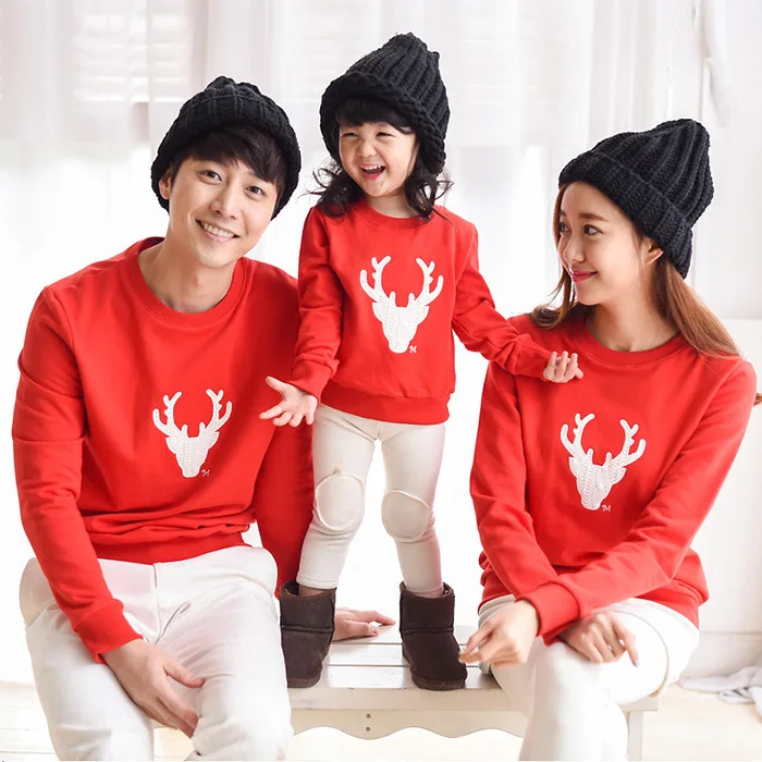 2018 осень-зима Рождественская футболка одежда для всей семьи толстовки мамы дочки