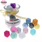 Fkisbox не содержит Бисфенол А, 14 мм, 100 шт., силиконовые шестигранные бусины, раньше Прорезыватель для зубов, ожерелье, цепочка для соски, подарок для детей сделай сам