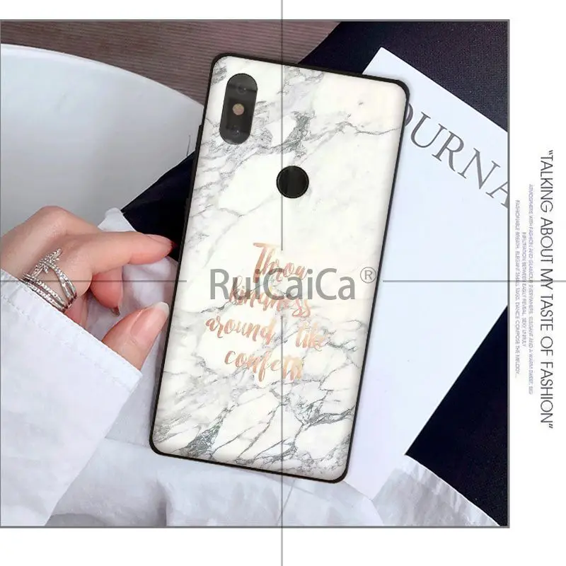 Ruicaica Шикарный Розовый Мраморный симпатичный стиль черный мягкий чехол для