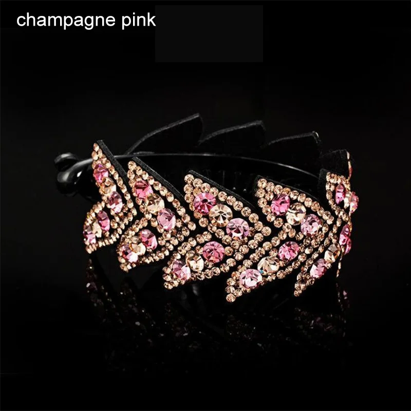 champagne pink 1 шт. большая Хрустальная шпилька для волос в виде листа женская элегантная Фрикаделька цветок заколка для волос Птичье гнездо скрученные круглые Когти для волос аксессуары для волос для девочек - Цвет: champagne pink