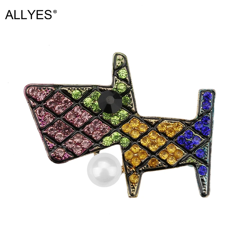 Женские разноцветные Броши ALLYES с кристаллами для собак металлическая