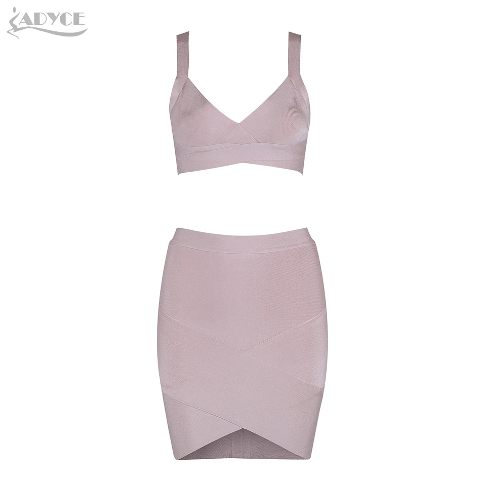 ADYCE 2018 2 из двух частей комплект Для женщин Бандажное платье пикантные Короткие