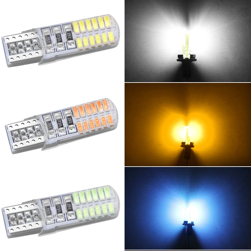 10X Автомобильный светодиодный T10 W5W силиконовый чехол 24 SMD 3014 Светодиодный автомобиль лампа для чтения 192 168 501 24SMD 24 светодиодный автоматический Клин лампочки стояночные огни 12В