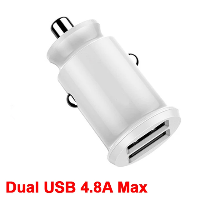 4.8 White Мини USB Автомобильное зарядное устройство для мобильного телефона в машине 4.8A Быстрая зарядка автомобиля-зарядное устройство двойной USB автомобильный адаптер зарядного устройства для телефона 2 порта - Тип штекера: 4.8 White