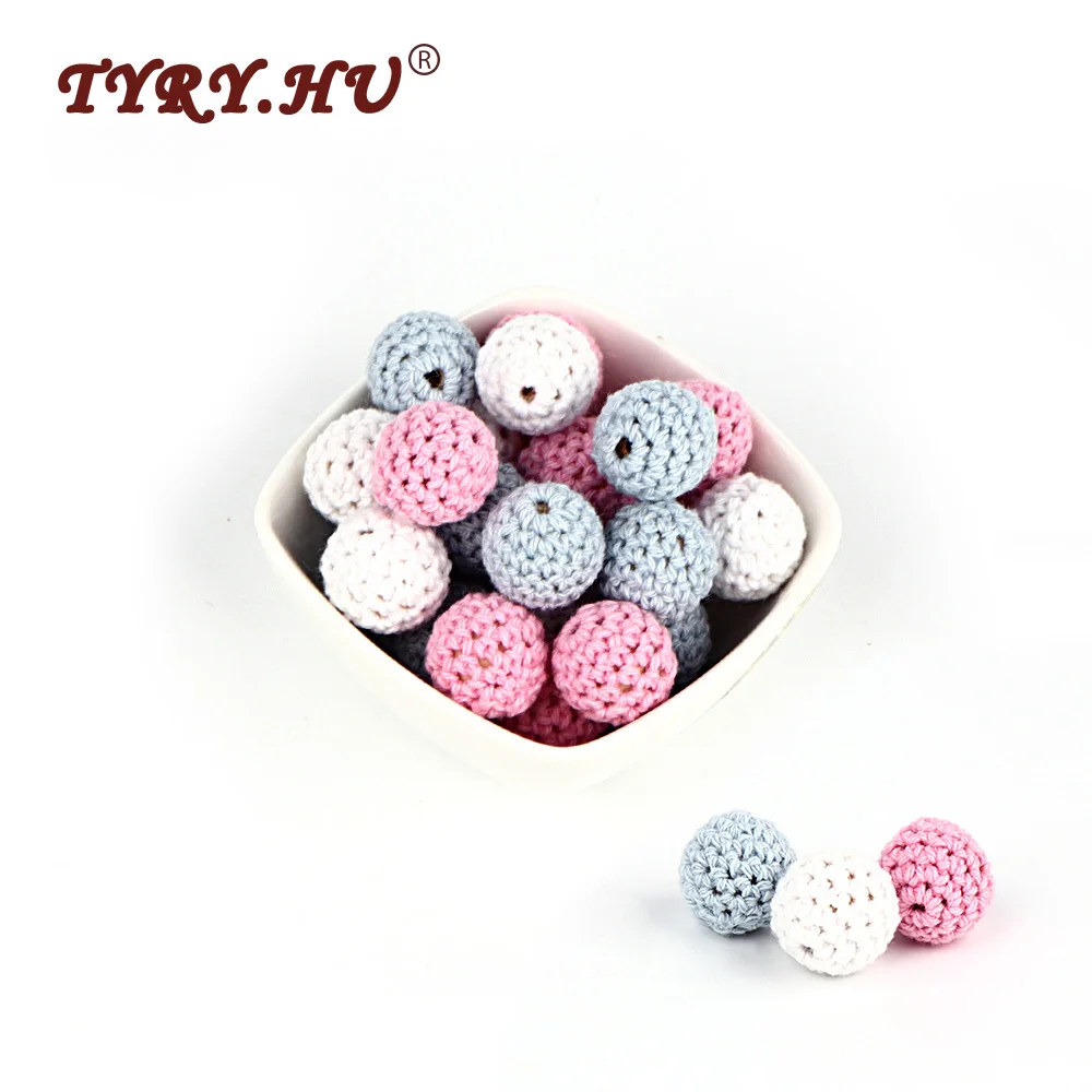 

30Pcs Natural Wooden Beads Round 16MM Chewable Tooth Nursing Crochet Beads Baby Teething Teether Toys Baby Shower Gift