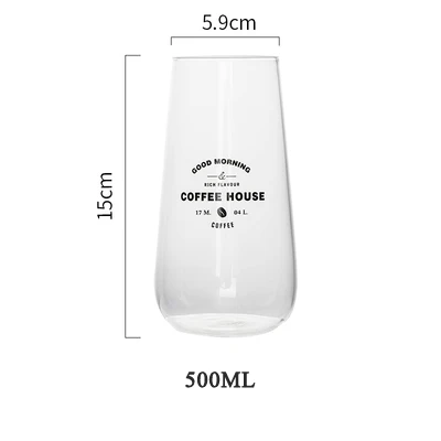 Black 500ml 1 шт., стеклянная чашка, большая пивная кофейная чашка, прозрачная стеклянная кружка для пива, кофе, завтрака, сока, молока, стеклянная кружка для дома и офиса, посуда для напитков - Цвет: Black 500ml
