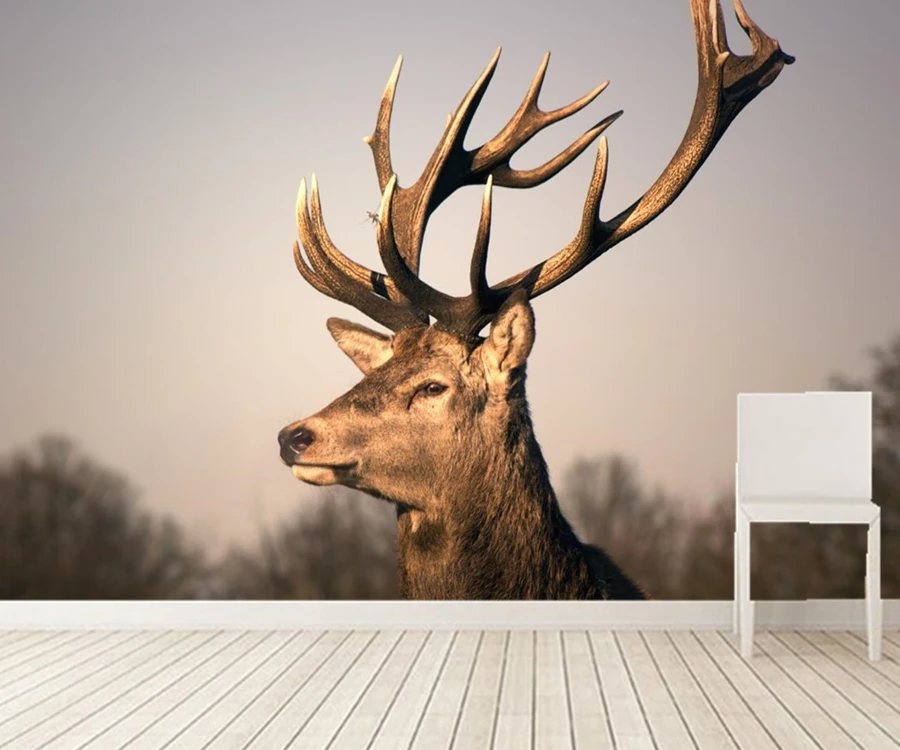 Большие Настенные обои на заказ с изображением головы оленя животных для бара